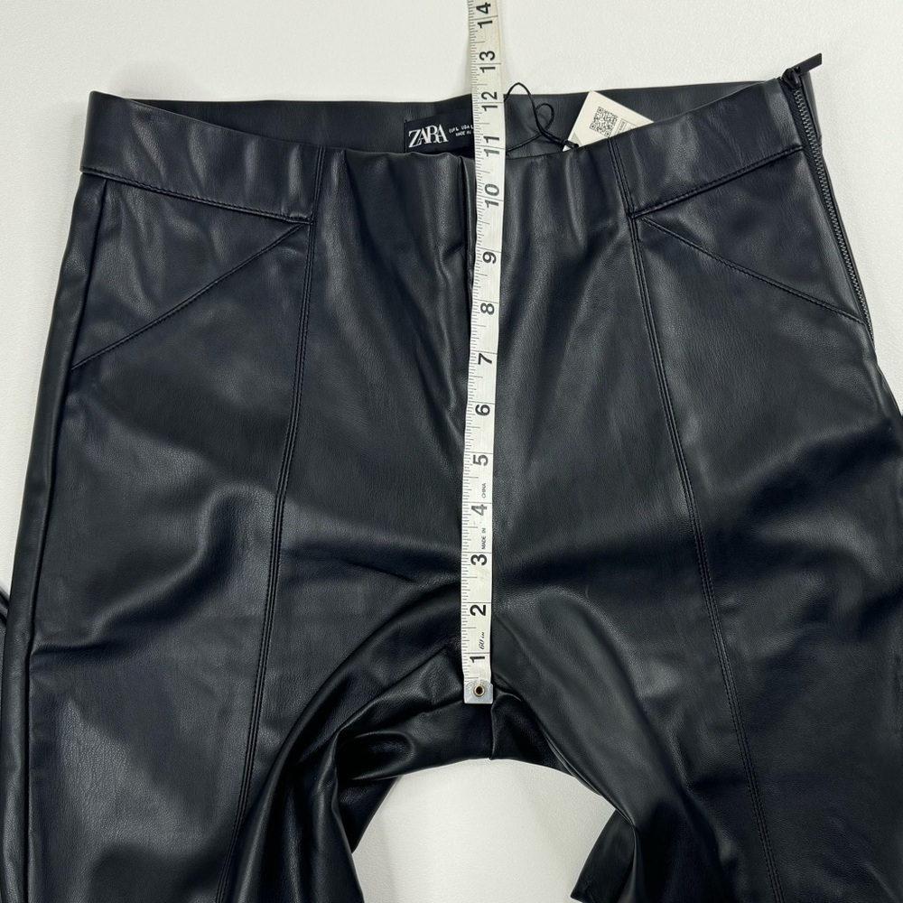 NWT Zara Faux Leather Ankle Zip Skinny Stretch Side Sip Pants Womens Large - Picture 5 of 9